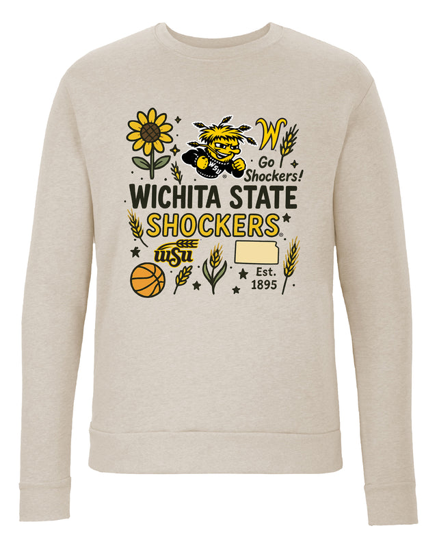 Wichita State Shockers Sweatshirt with Medley Design – Officially Licensed Crewneck Pullover Large Front