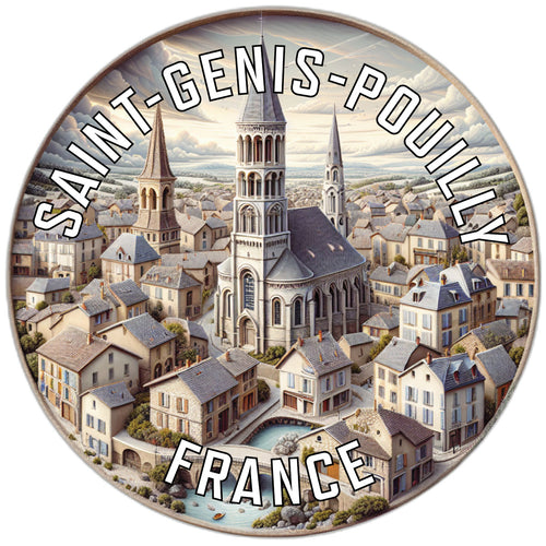 Saint Genis Pouilly France Souvenir Die Cut Flat Magnet 2-Inch