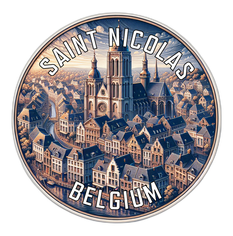 Saint Nicolas Belgium Souvenir Die Cut Flat Magnet 6-Inch