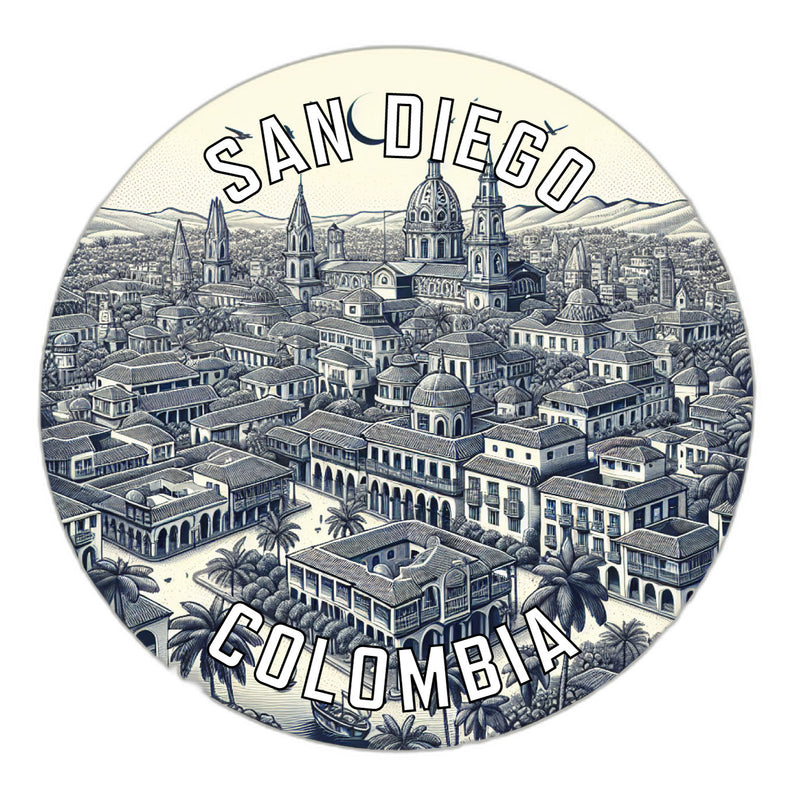 San Diego Colombia Souvenir Die Cut Flat Magnet 4-Inch