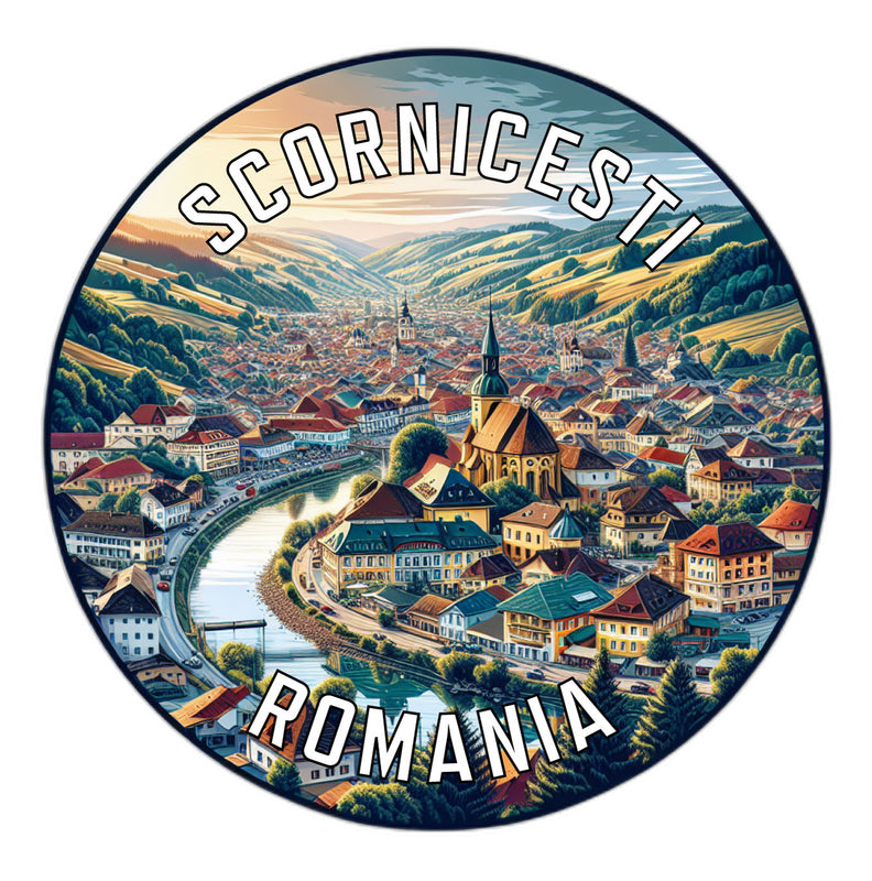 Scornicesti Romania Souvenir Die Cut Flat Magnet 2-Inch