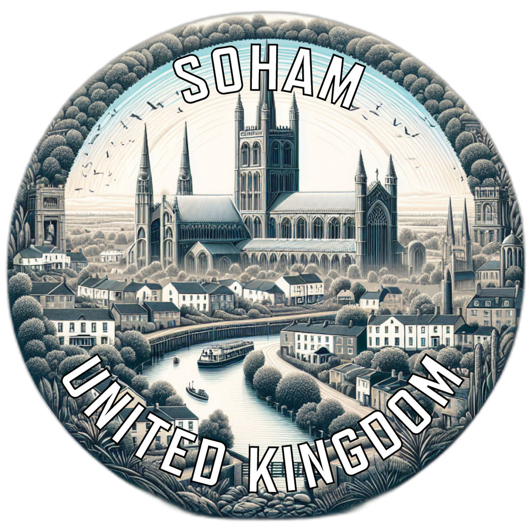 Soham United Kingdom Souvenir Die Cut Flat Magnet 2-Inch