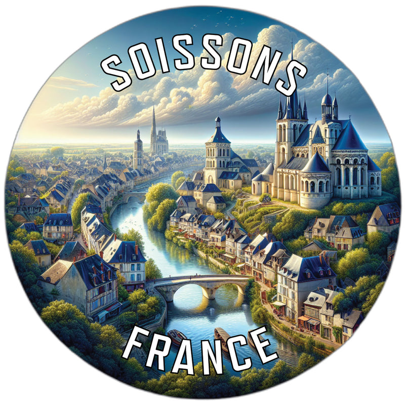 Soissons France Souvenir Die Cut Flat Magnet 6-Inch
