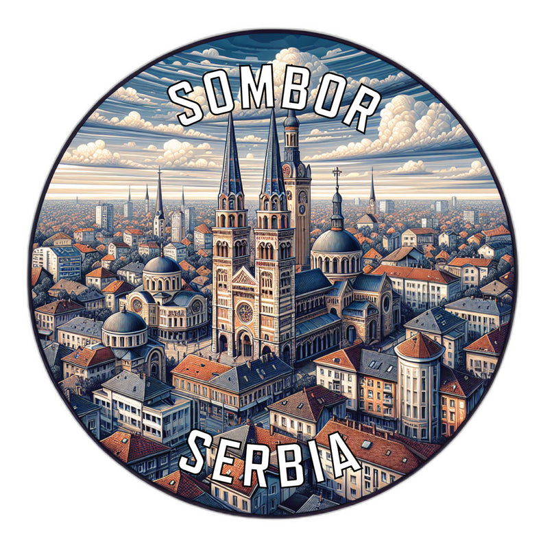 Sombor Serbia Souvenir Die Cut Flat Magnet 6-Inch