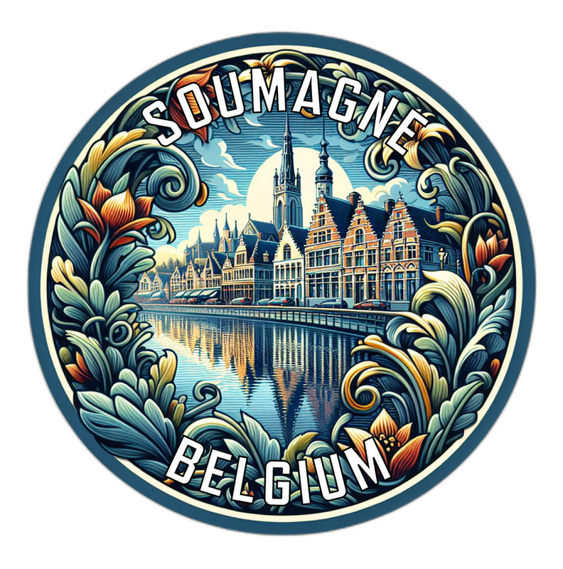 Soumagne Belgium Souvenir Die Cut Flat Magnet 6-Inch