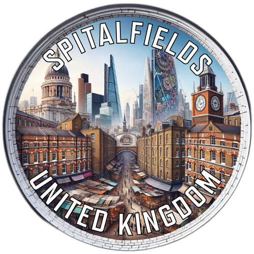 Spitalfields United Kingdom Souvenir Die Cut Flat Magnet 6-Inch