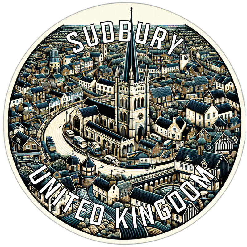 Sudbury United Kingdom Souvenir Die Cut Flat Magnet 6-Inch