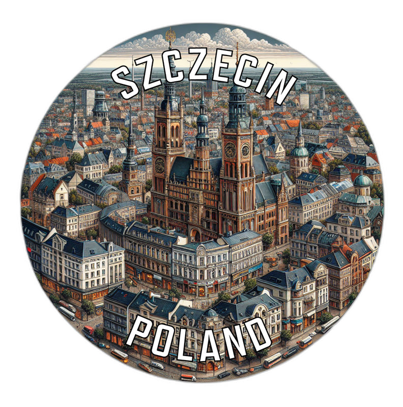 Szczecin Poland Souvenir Die Cut Flat Magnet 6-Inch