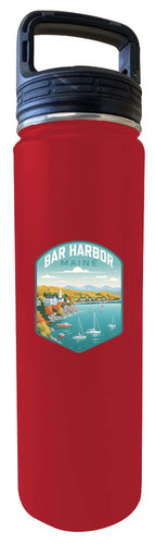 Bar Harbor Maine Design A Souvenir 32 oz Insulated Stainless Steel Tumbler Water Bottle with Screw on Lid Red 4-Pack