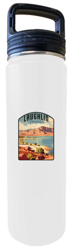 Laughlin Nevada Design B Souvenir 32 oz Insulated Stainless Steel Tumbler Water Bottle with Screw on Lid White 2-Pack
