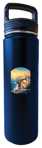 Lisbon Portugal Design B Souvenir 32 oz Insulated Stainless Steel Tumbler Water Bottle with Screw on Lid Navy 2-Pack
