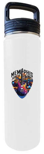 Memphis Tennessee Design B Souvenir 32 oz Insulated Stainless Steel Tumbler Water Bottle with Screw on Lid White 4-Pack