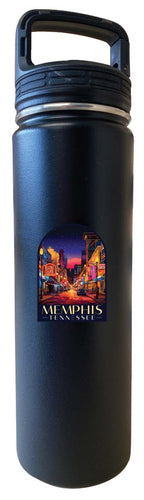 Memphis Tennessee Design C Souvenir 32 oz Insulated Stainless Steel Tumbler Water Bottle with Screw on Lid Black 2-Pack
