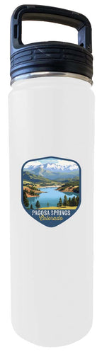 Pagosa Springs Colorado Design B Souvenir 32 oz Insulated Stainless Steel Tumbler Water Bottle with Screw on Lid White 4-Pack