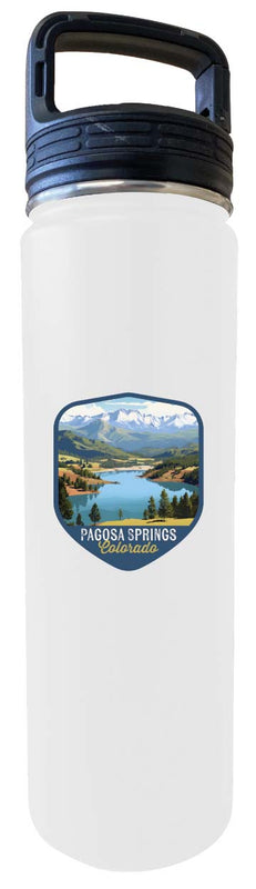Pagosa Springs Colorado Design B Souvenir 32 oz Insulated Stainless Steel Tumbler Water Bottle with Screw on Lid White 4-Pack