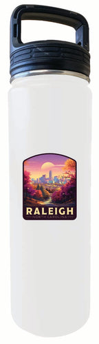 Raleigh North Carolina City of Oaks Design Souvenir 32 oz Insulated Stainless Steel Tumbler Water Bottle with Screw on Lid White 2-Pack