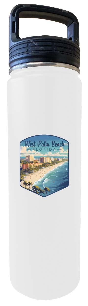 West Palm Beach Florida Design A Souvenir 32 oz Insulated Stainless Steel Tumbler Water Bottle with Screw on Lid White Single