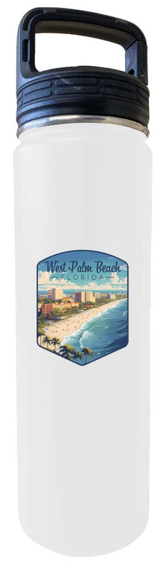 West Palm Beach Florida Design A Souvenir 32 oz Insulated Stainless Steel Tumbler Water Bottle with Screw on Lid White Single