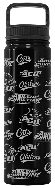 Abilene Christian University Officially Licensed 24 oz Engraved Insulated Tumbler Water Bottle with Screw on Lid Black