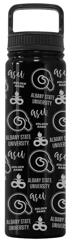 Albany State University Officially Licensed 24 oz Engraved Insulated Tumbler Water Bottle with Screw on Lid Black
