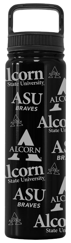 Alcorn State Braves Officially Licensed 24 oz Engraved Insulated Tumbler Water Bottle with Screw on Lid Black