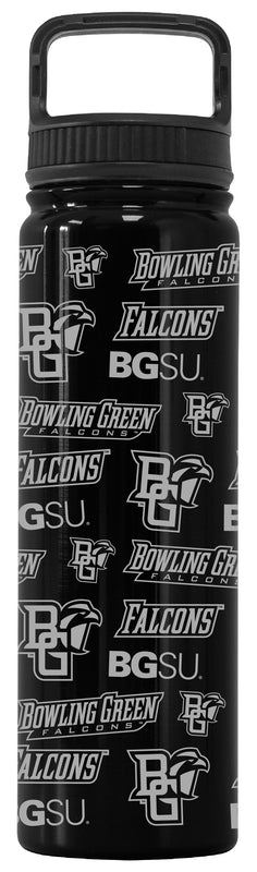 Bowling Green Falcons Officially Licensed 24 oz Engraved Insulated Tumbler Water Bottle with Screw on Lid Black
