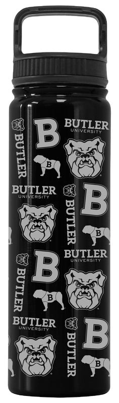 Butler Bulldogs Officially Licensed 24 oz Engraved Insulated Tumbler Water Bottle with Screw on Lid Black