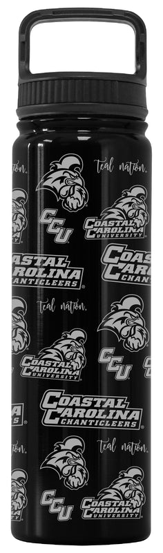 Coastal Carolina University Officially Licensed 24 oz Engraved Insulated Tumbler Water Bottle with Screw on Lid Black