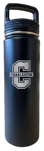 Cougars of Charleston 24 oz Engraved Insulated Stainless Steel Tumbler Water Bottle with Screw on Lid Officially Licensed Collegiate Product Black