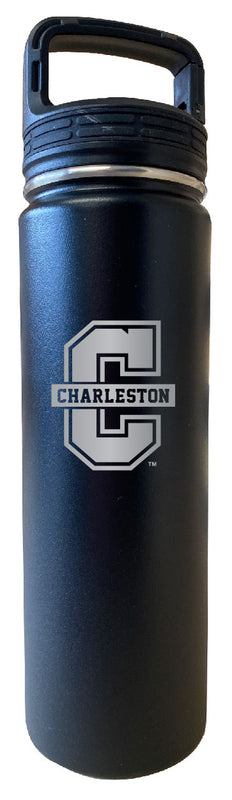 Cougars of Charleston 24 oz Engraved Insulated Stainless Steel Tumbler Water Bottle with Screw on Lid Officially Licensed Collegiate Product Black