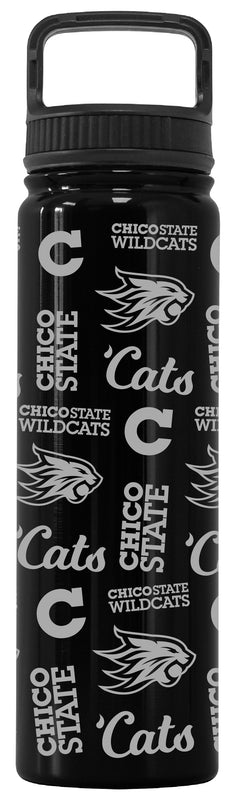 California State University, Chico Officially Licensed 24 oz Engraved Insulated Tumbler Water Bottle with Screw on Lid Black
