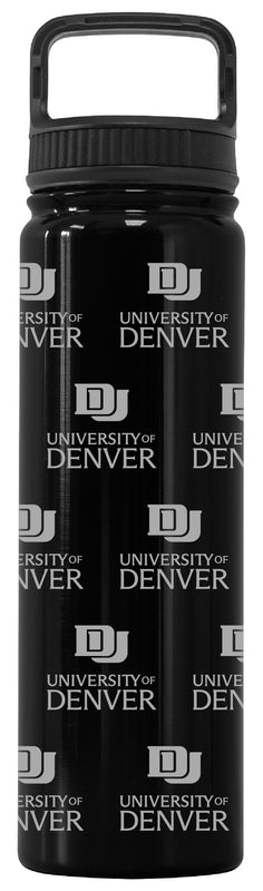 University of Denver Pioneers Officially Licensed 24 oz Engraved Insulated Tumbler Water Bottle with Screw on Lid Black
