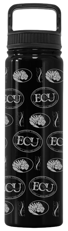 East Central University Tigers Officially Licensed 24 oz Engraved Insulated Tumbler Water Bottle with Screw on Lid Black