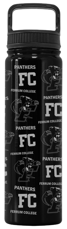Ferrum College Officially Licensed 24 oz Engraved Insulated Tumbler Water Bottle with Screw on Lid Black