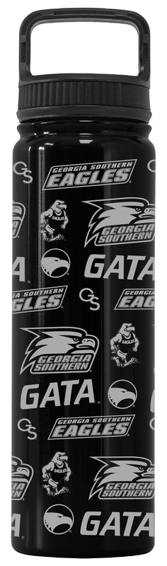 Georgia Southern Eagles Officially Licensed 24 oz Engraved Insulated Tumbler Water Bottle with Screw on Lid Black