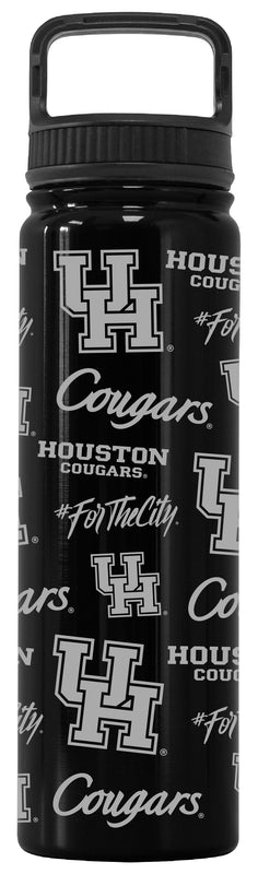 University of Houston Officially Licensed 24 oz Engraved Insulated Tumbler Water Bottle with Screw on Lid Black