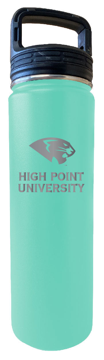 High Point University 24 oz Engraved Insulated Stainless Steel Tumbler Water Bottle with Screw on Lid Officially Licensed Collegiate Product Seafoam