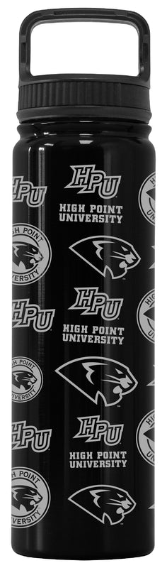 High Point University Officially Licensed 24 oz Engraved Insulated Tumbler Water Bottle with Screw on Lid Black