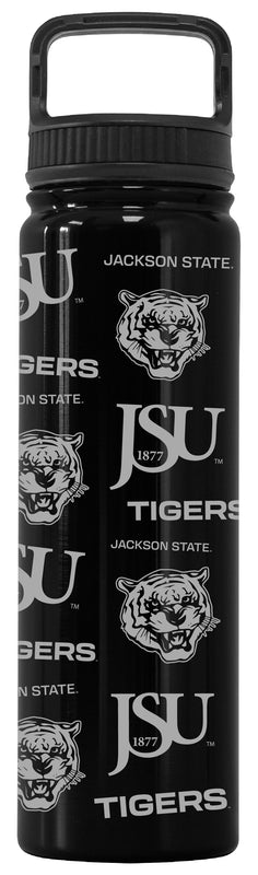 Jackson State University Officially Licensed 24 oz Engraved Insulated Tumbler Water Bottle with Screw on Lid Black