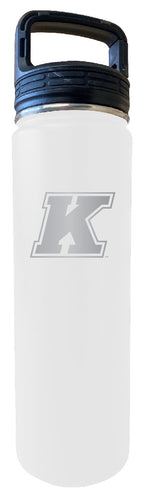 Kent State University 24 oz Engraved Insulated Stainless Steel Tumbler Water Bottle with Screw on Lid Officially Licensed Collegiate Product White