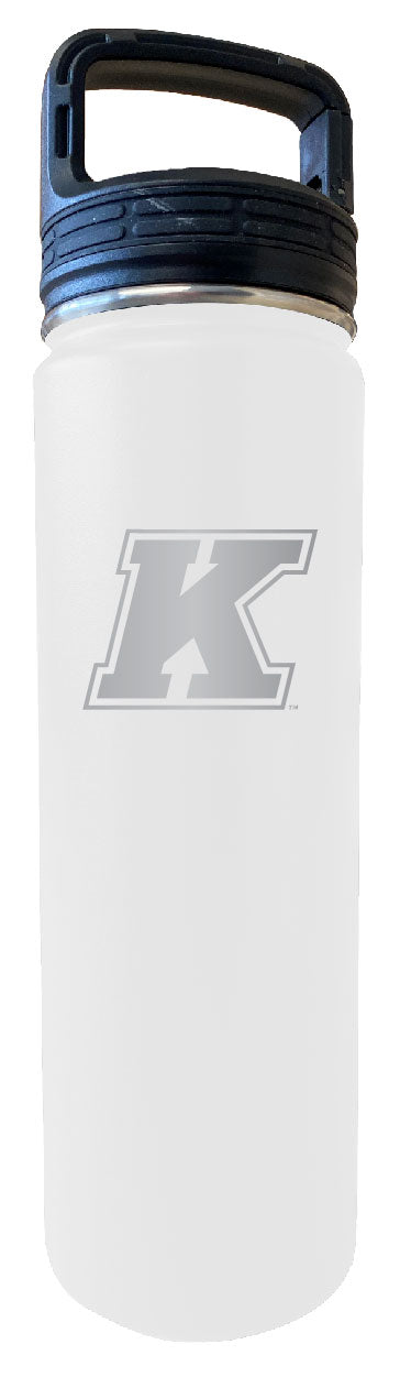 Kent State University 24 oz Engraved Insulated Stainless Steel Tumbler Water Bottle with Screw on Lid Officially Licensed Collegiate Product White