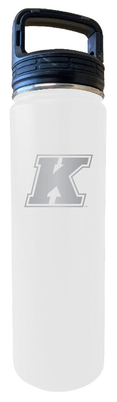 Kent State University 24 oz Engraved Insulated Stainless Steel Tumbler Water Bottle with Screw on Lid Officially Licensed Collegiate Product White