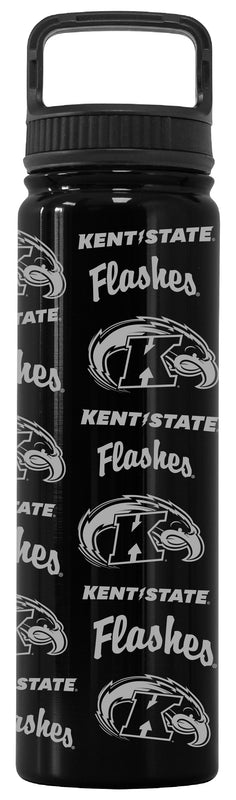 Kent State University Officially Licensed 24 oz Engraved Insulated Tumbler Water Bottle with Screw on Lid Black