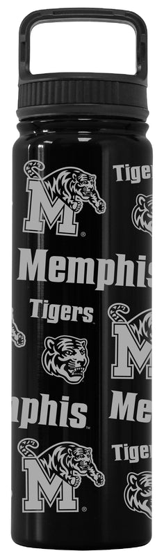 Memphis Tigers Officially Licensed 24 oz Engraved Insulated Tumbler Water Bottle with Screw on Lid Black