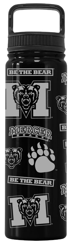 Mercer University Officially Licensed 24 oz Engraved Insulated Tumbler Water Bottle with Screw on Lid Black