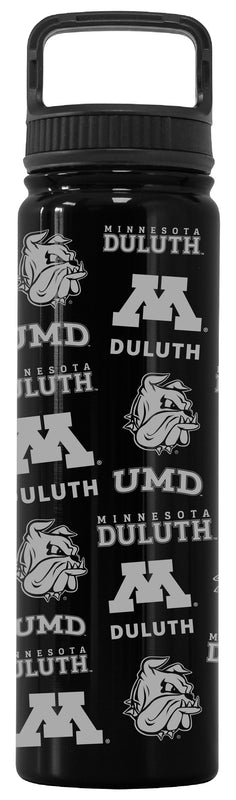 Minnesota Duluth Bulldogs Officially Licensed 24 oz Engraved Insulated Tumbler Water Bottle with Screw on Lid Black