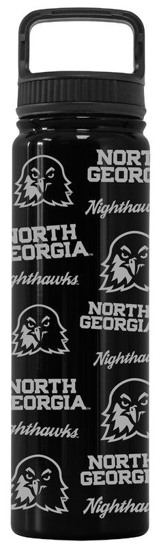 North Georgia Nighthawks Officially Licensed 24 oz Engraved Insulated Tumbler Water Bottle with Screw on Lid Black