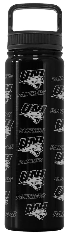 Northern Iowa Panthers Officially Licensed 24 oz Engraved Insulated Tumbler Water Bottle with Screw on Lid Black