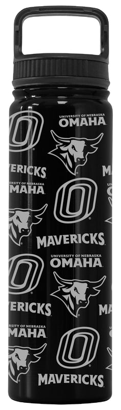Nebraska at Omaha Officially Licensed 24 oz Engraved Insulated Tumbler Water Bottle with Screw on Lid Black