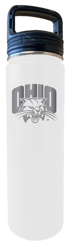 Ohio University 24 oz Engraved Insulated Stainless Steel Tumbler Water Bottle with Screw on Lid Officially Licensed Collegiate Product White